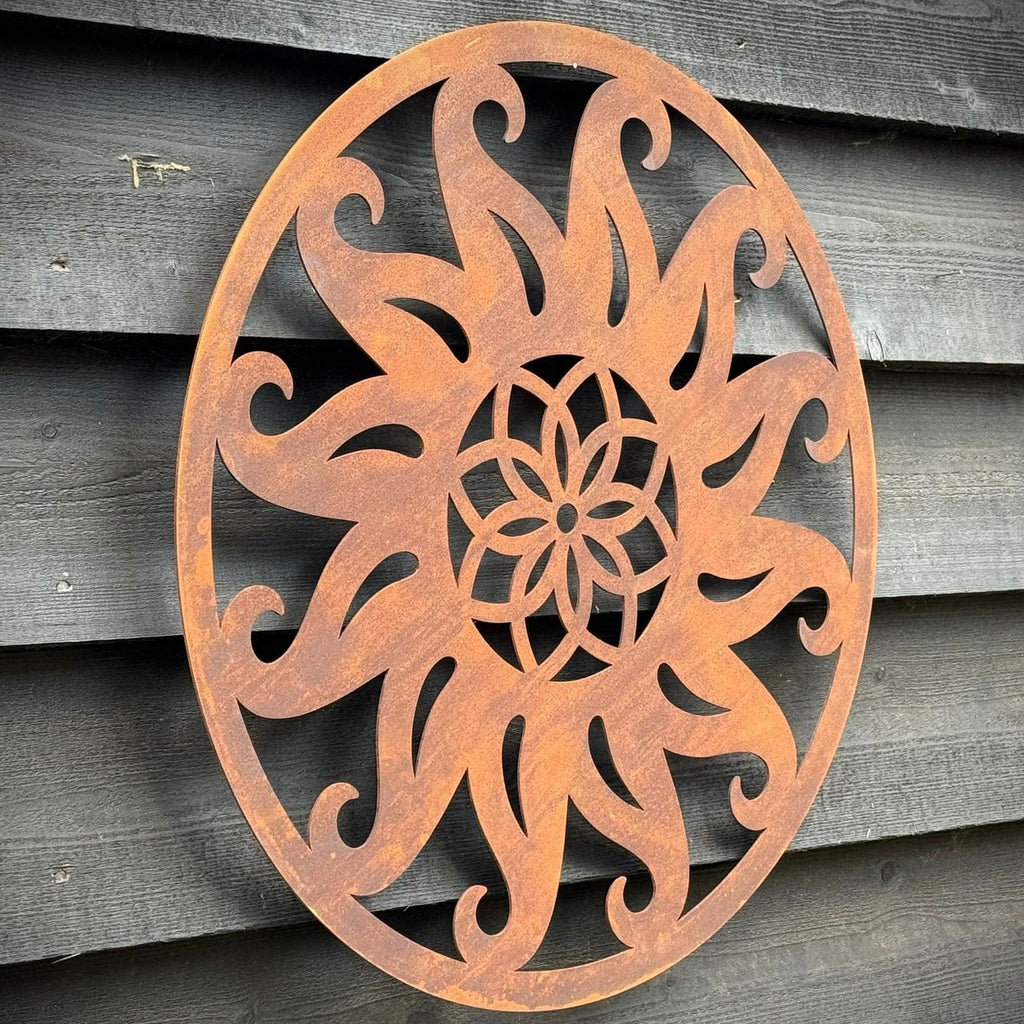 Rusty Metal Sun Wall Decoration 55cm