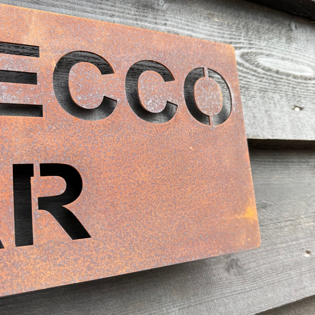 Rustic Metal Prosecco Bar Sign