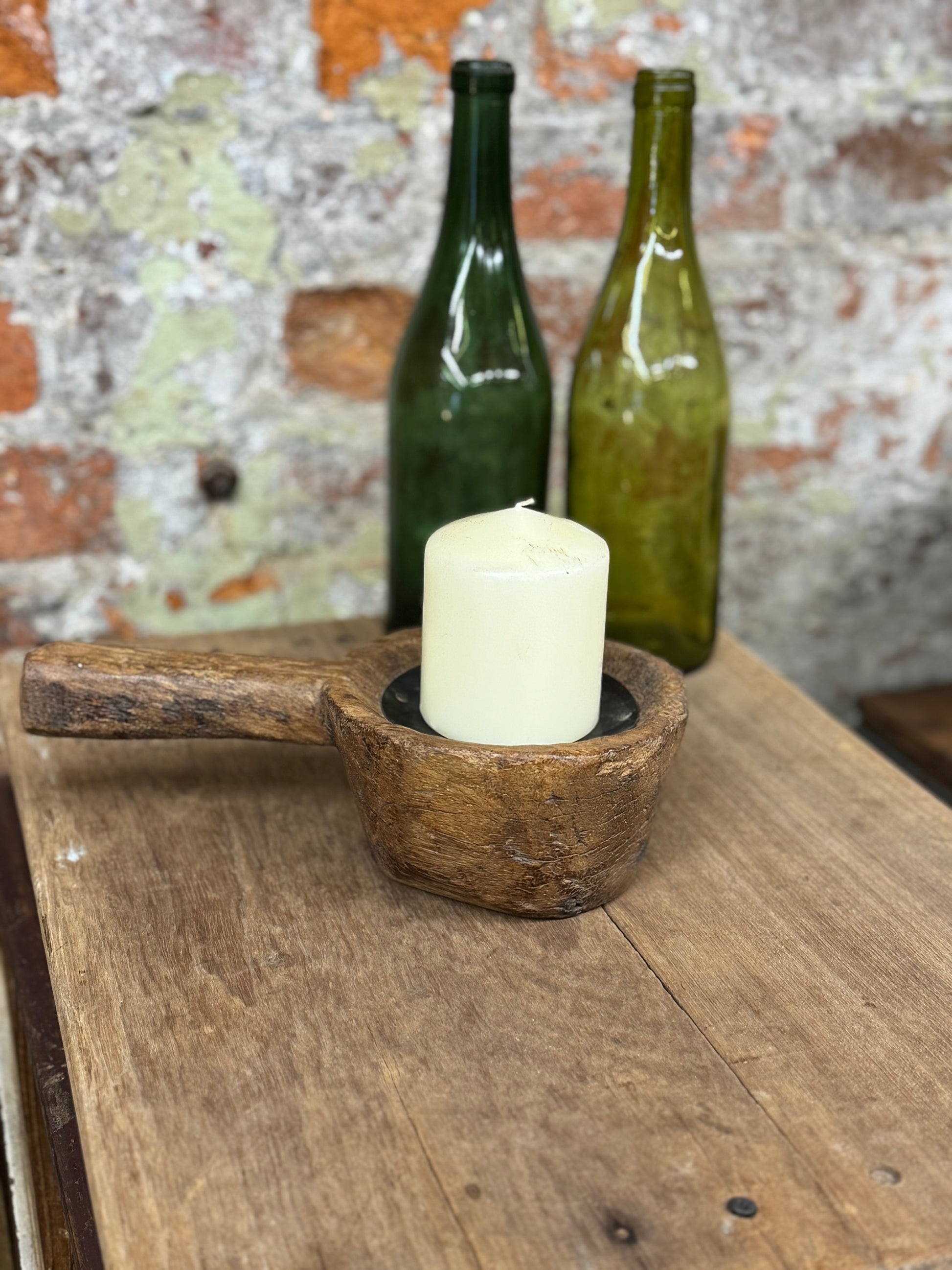 Rustic Wooden Candle Holder Reclaimed Farmhouse Decor
