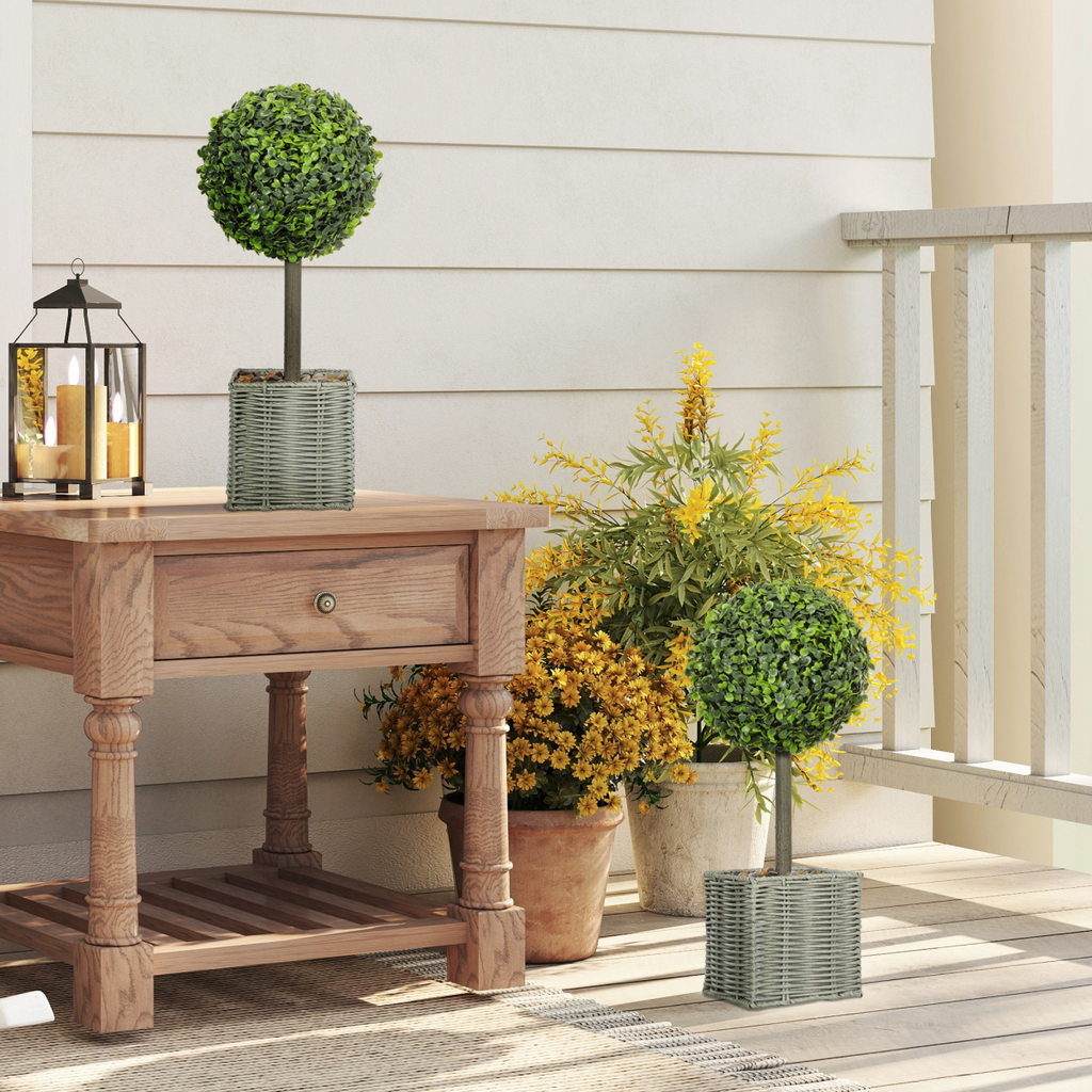 Set of 2 Artificial Boxwood Topiary Balls 50cm Green