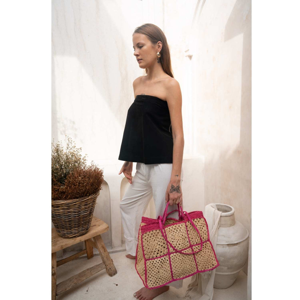 Raffia Tote Bag in Natural Weave