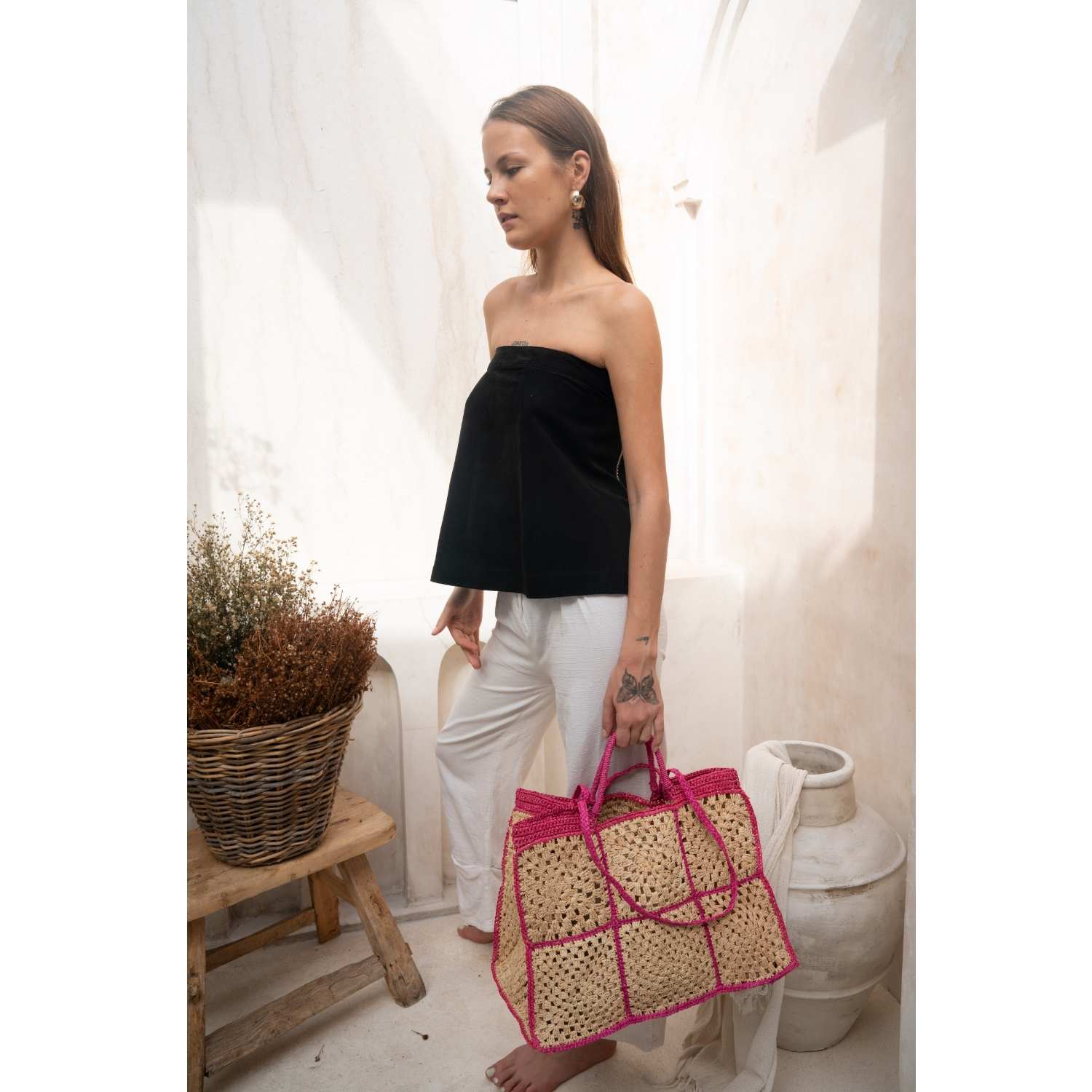 Raffia Tote Bag in Natural Weave