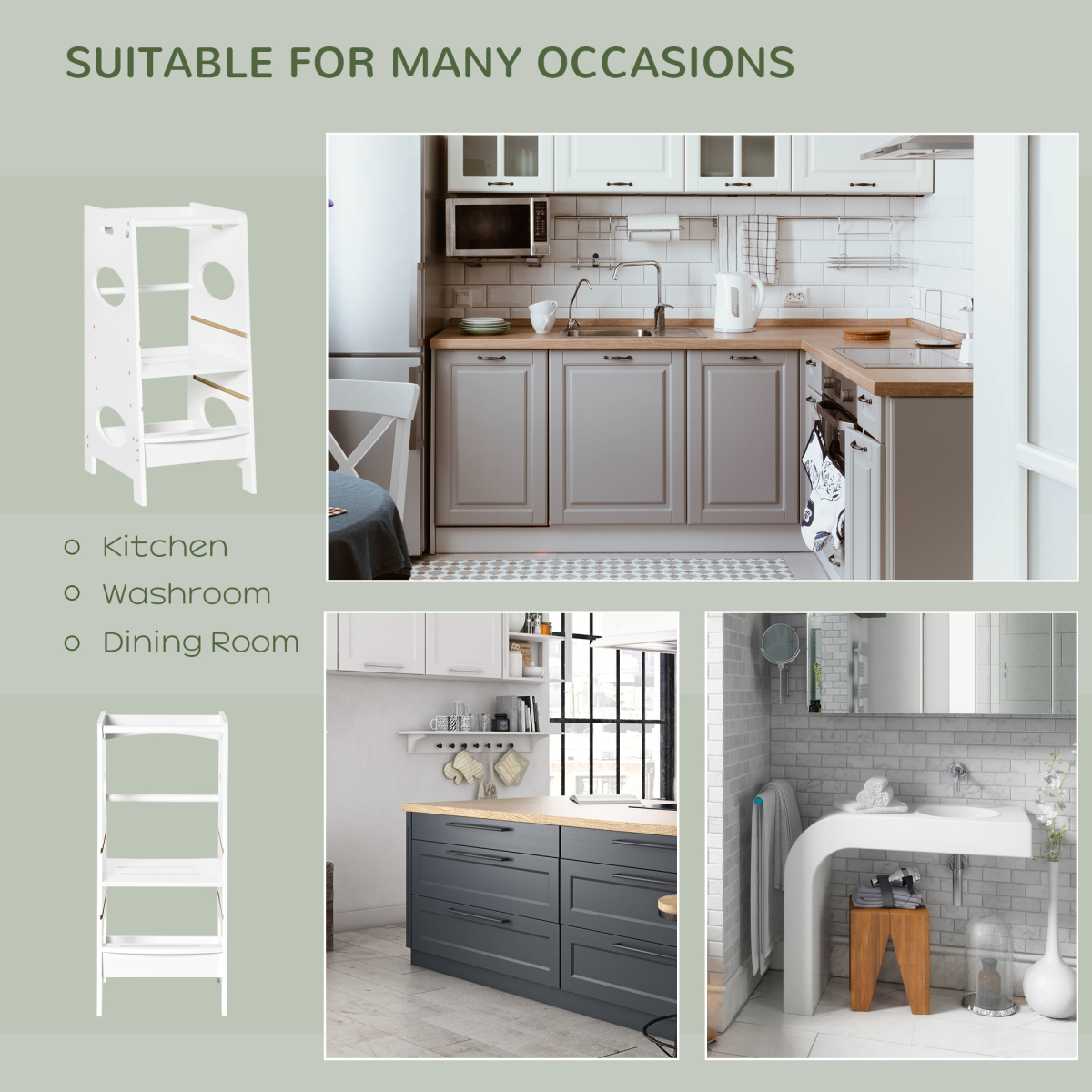 Adjustable Kids Kitchen Step Stool for Toddlers