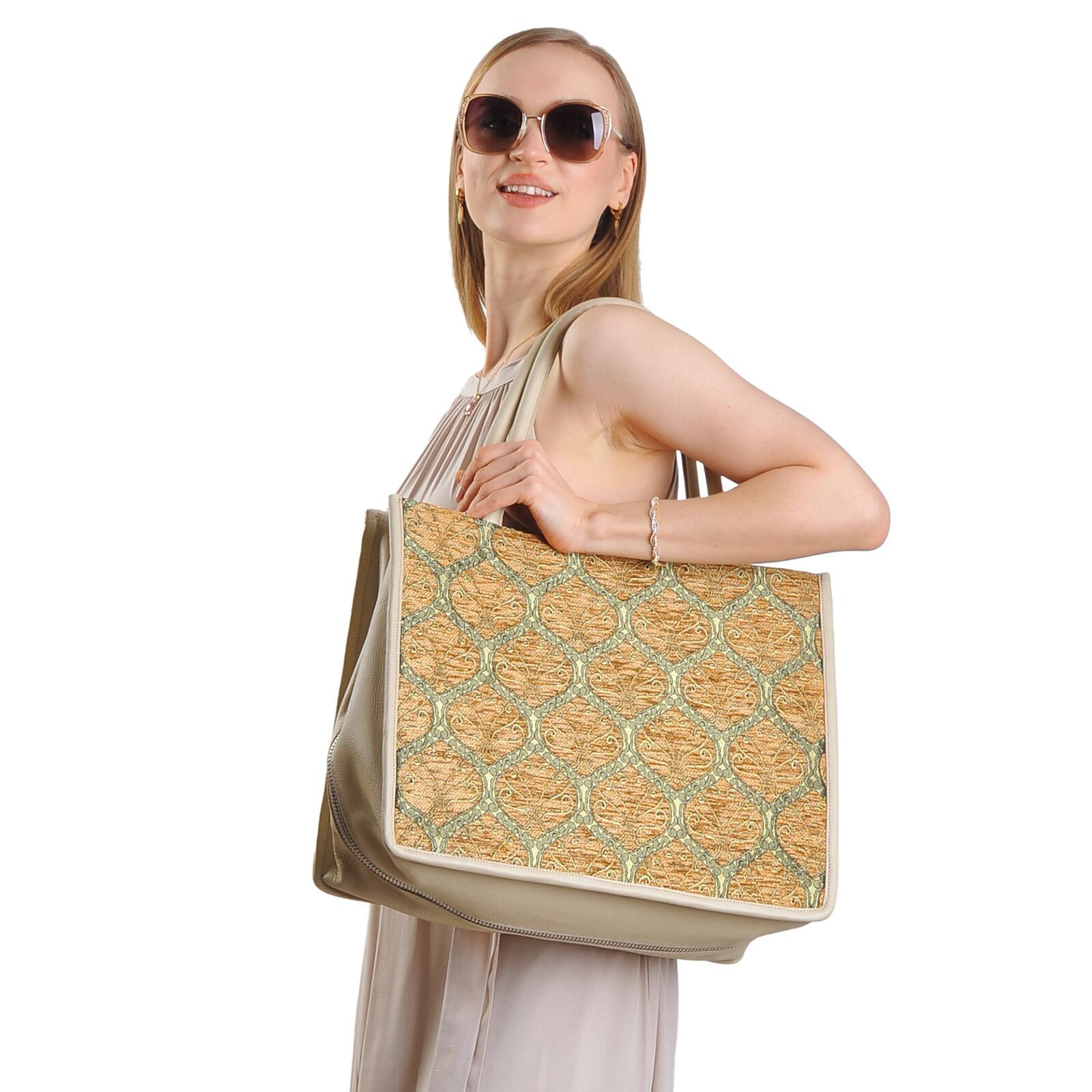 Leona Women's Large Tote Bag – Luxurious & Spacious Hand-Loomed Silk by Jkel at www.brixbailey.com