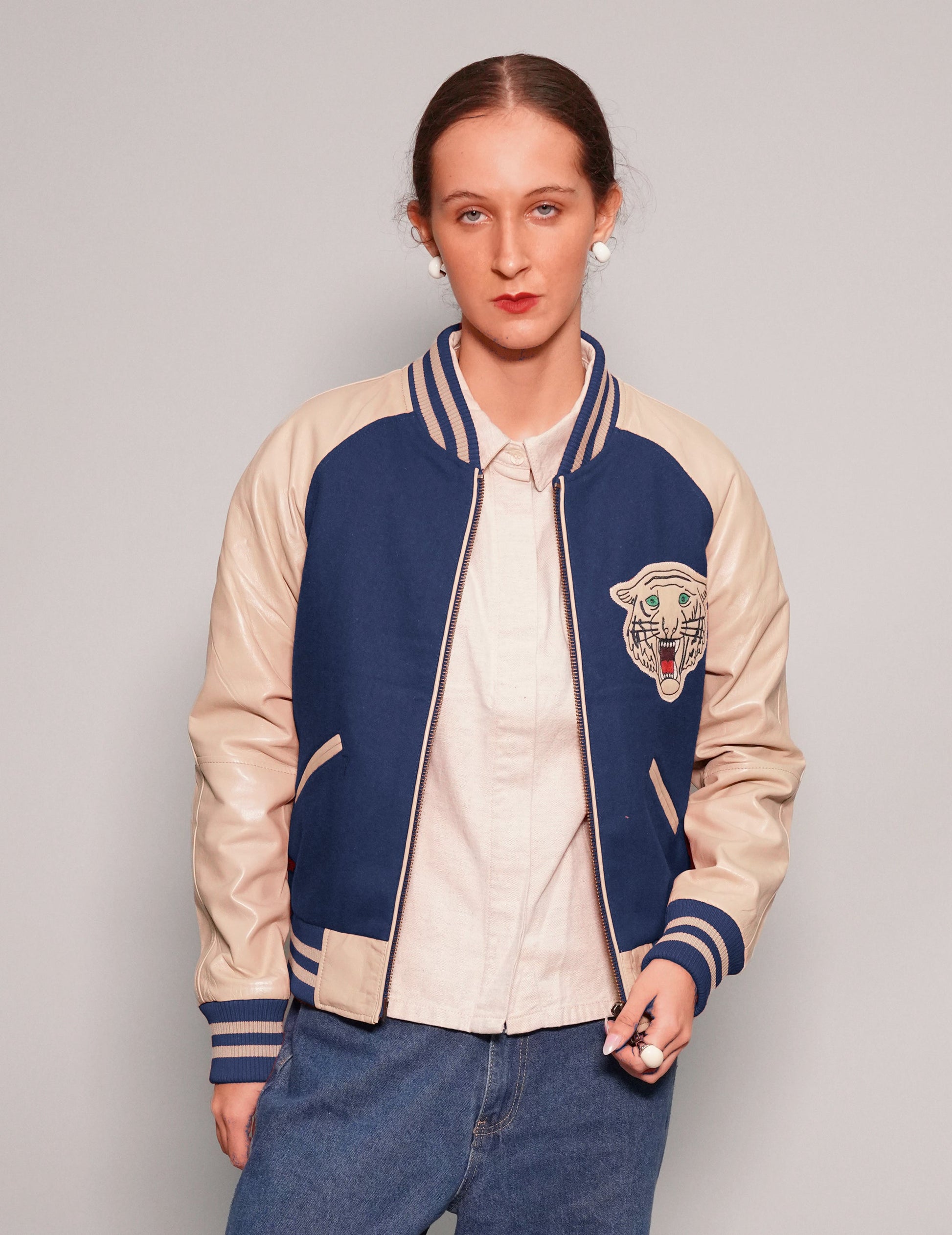 Immortal Varsity Bomber Jacket in Blue