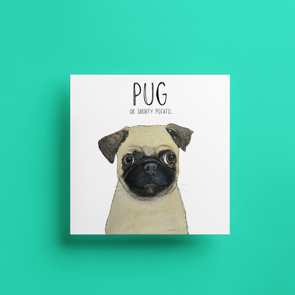 Snorty Potato Pug Greeting Card