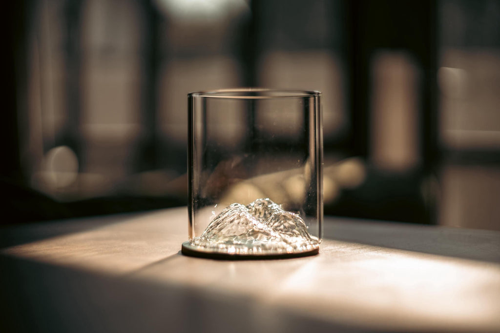 Scafell Pike Glass Tumbler and Coaster Set Lake District Mountain Gift