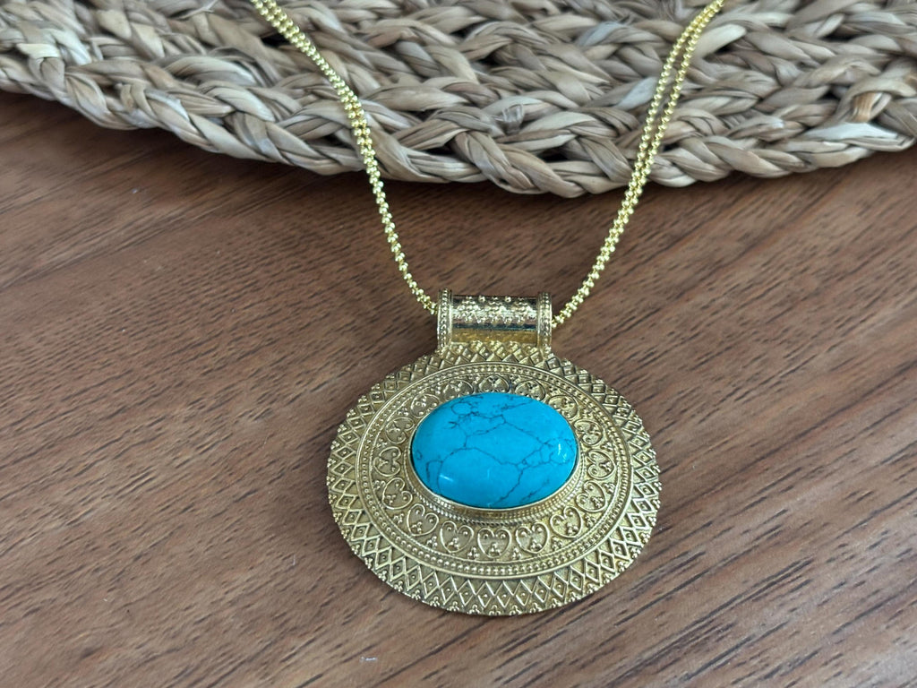 Turquoise and Labradorite Heart Pendants