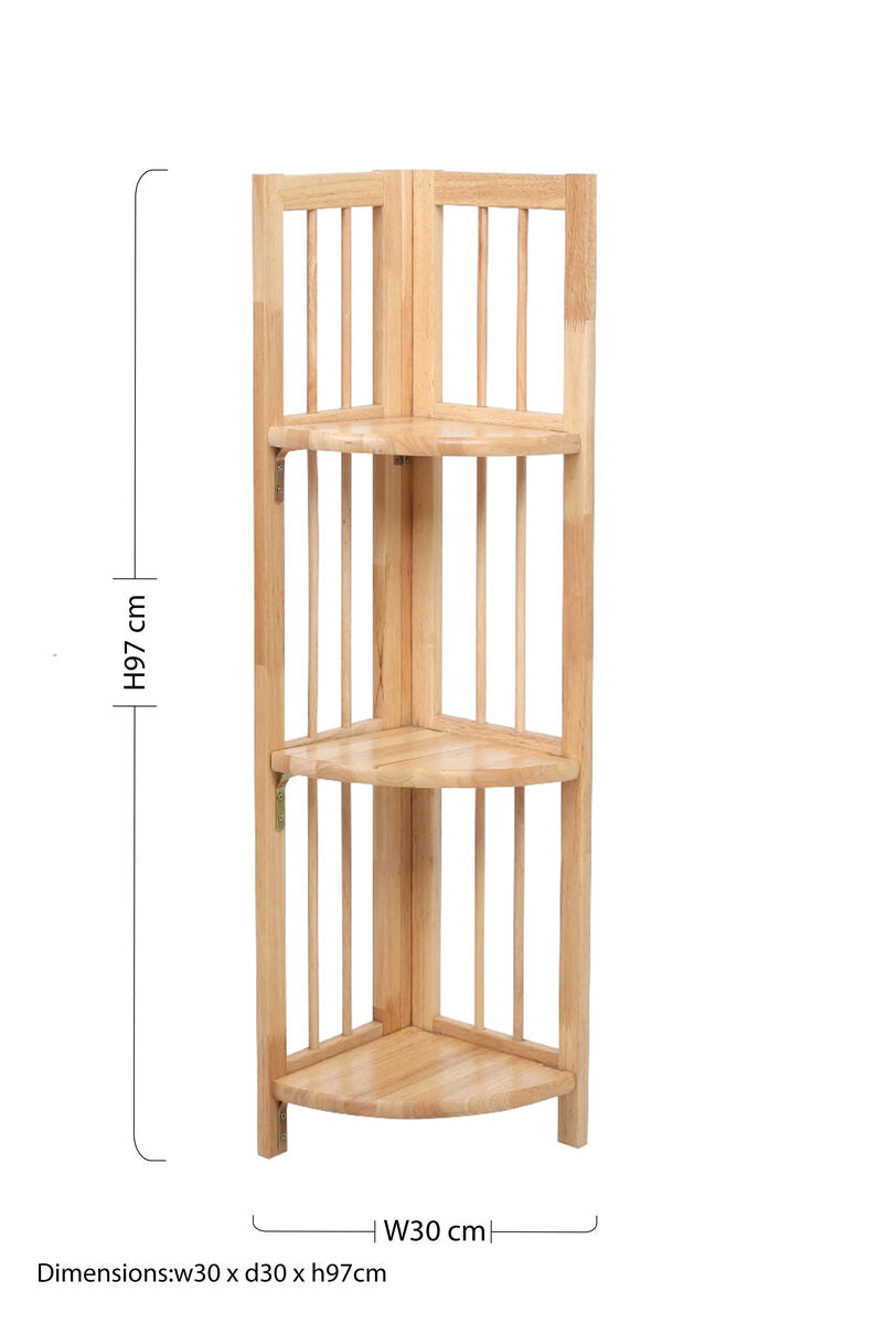 3 Tier Tropical Wood Corner Shelf Unit