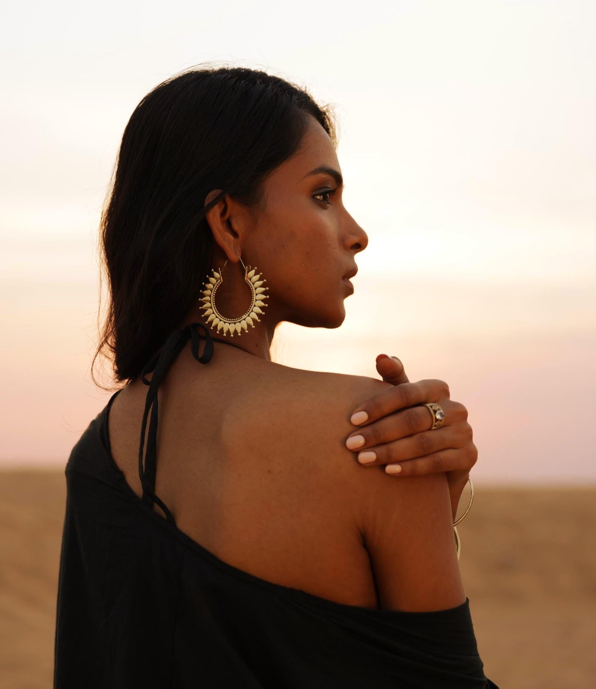 Mandala Brass Hoop Earrings