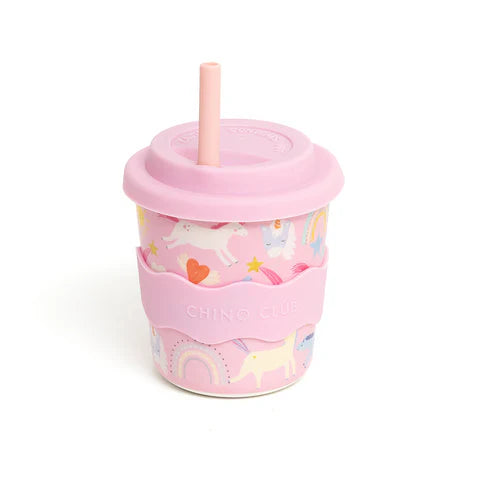 Pink Unicorn Kids Cup 8oz with Straw