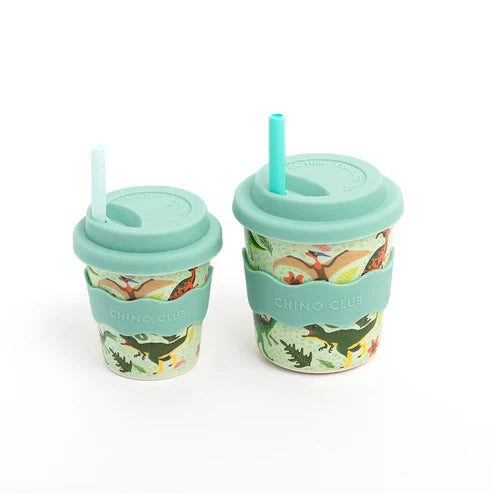 Dinosaur Babychino Cup 8oz with Silicone Straw