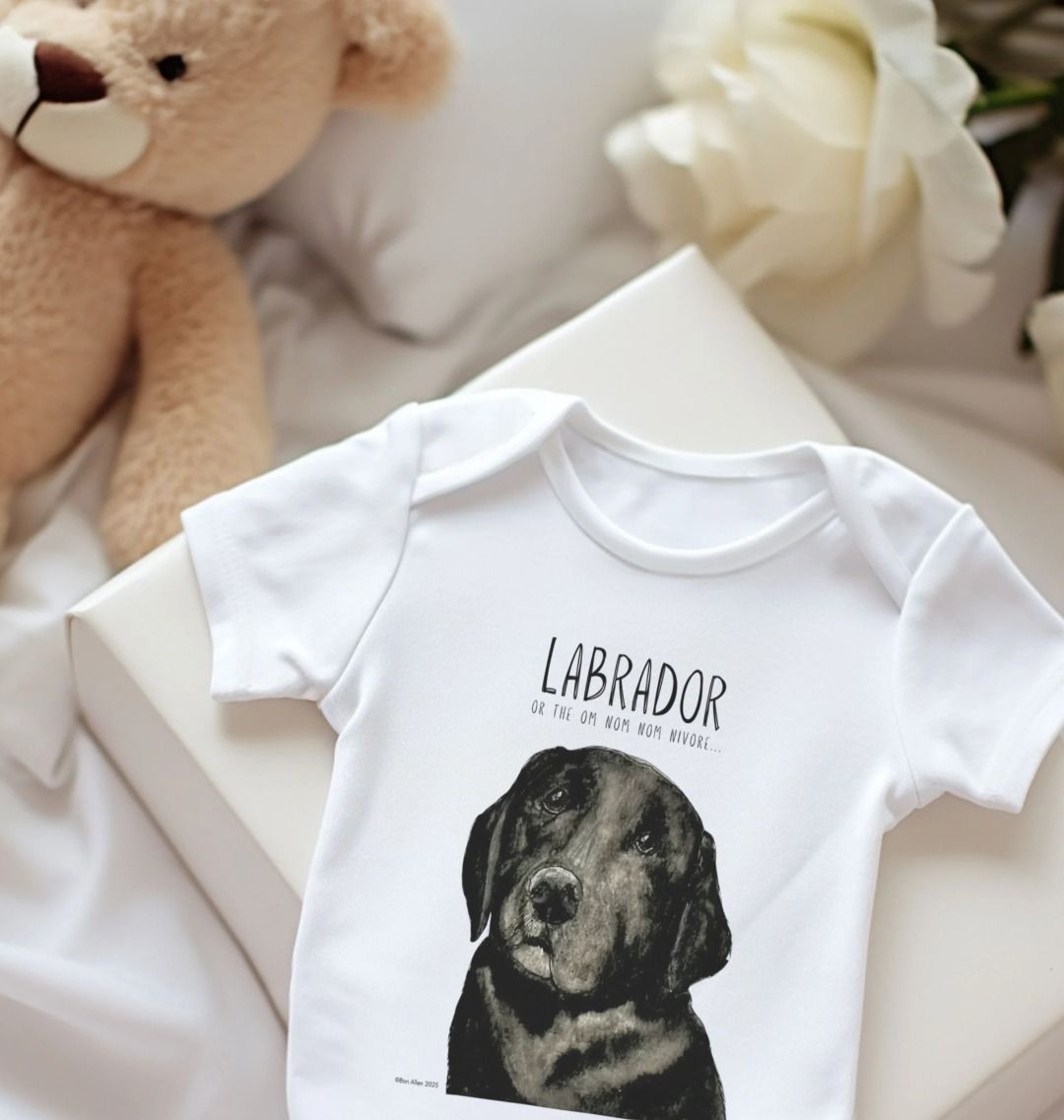 Black Labrador Baby Bodysuit Organic Cotton