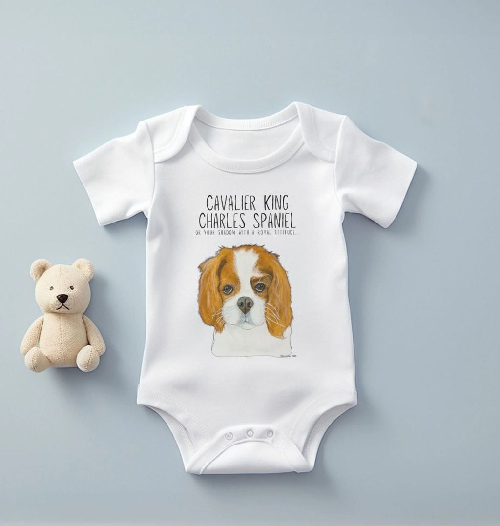 Born to Rule and Drool Eco Baby Bodysuit with Royal Spaniel