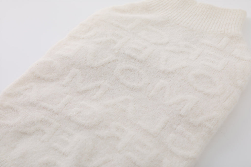 Textured Knit Jumper in Rose and White