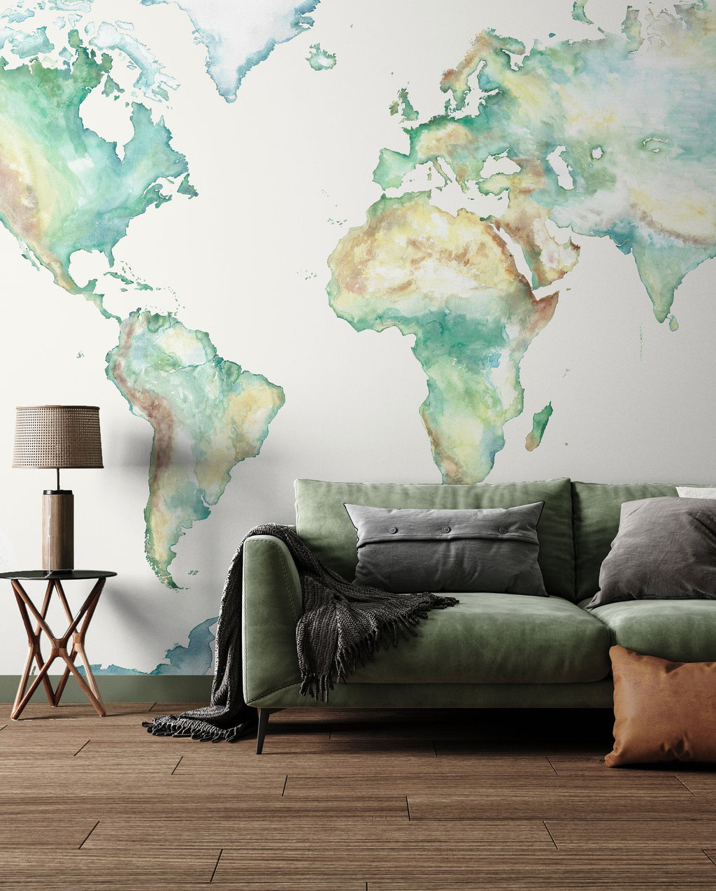 Wildlife World Map Mural Wallpaper for Children