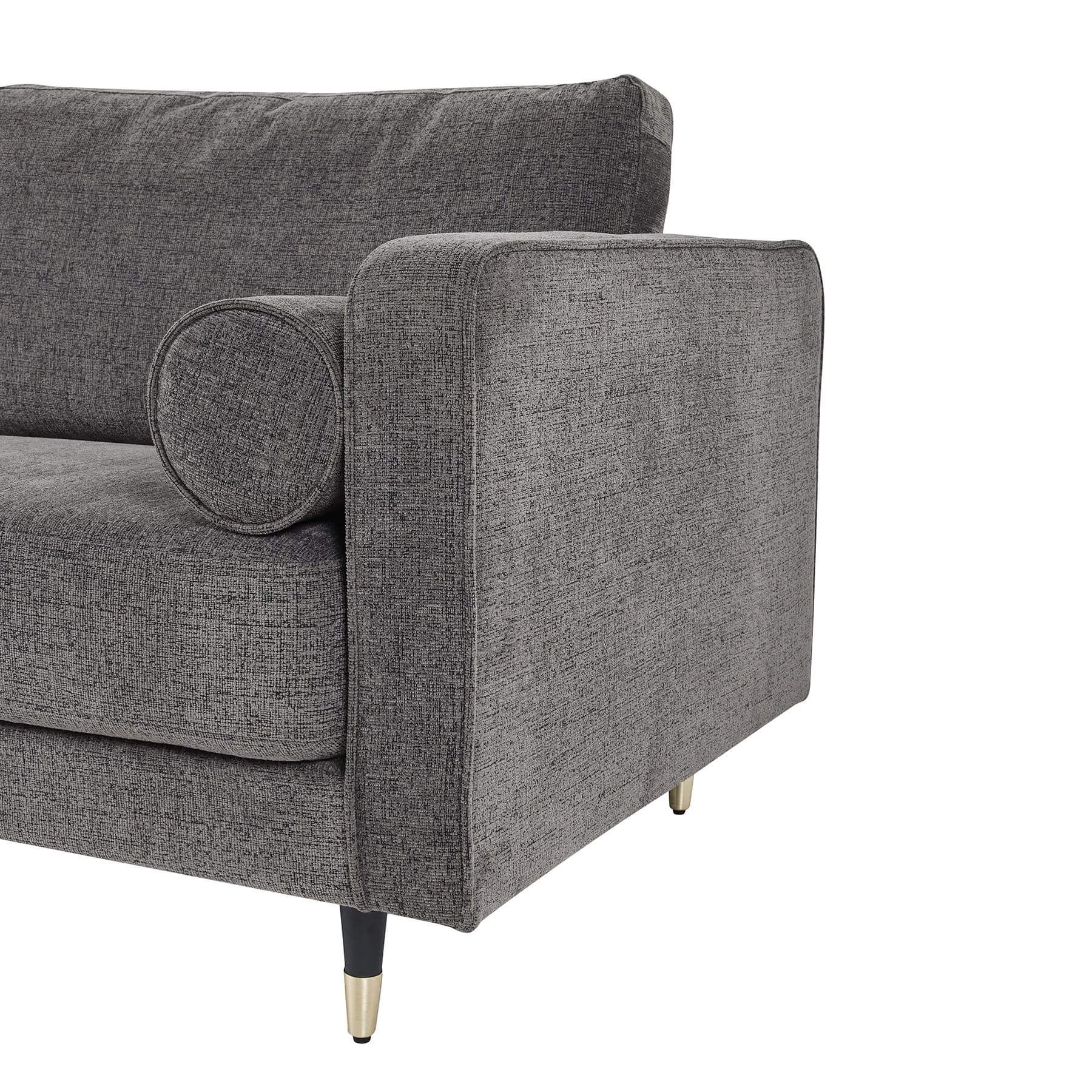 Grey upholstered sofa with plush cushions in classic British design, neutral fabric for versatile home decor. by sostter at brixbailey.com