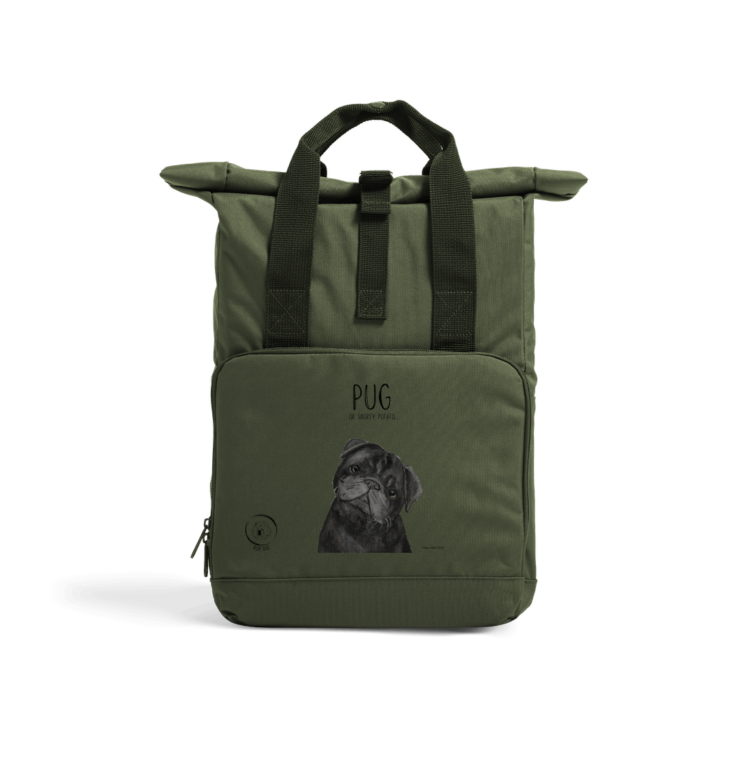 Pug or Snorty Potato Ethical Backpack for Pug Lovers Black
