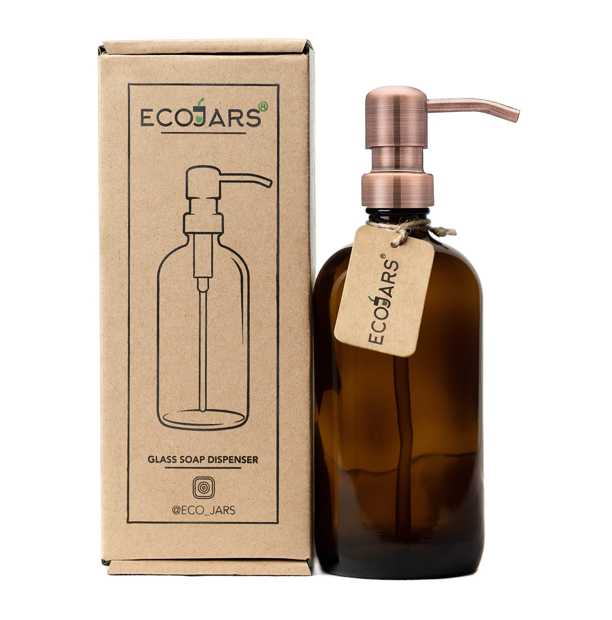 Amber Glass Soap Dispenser with Rose Copper Stainless Steel Pump