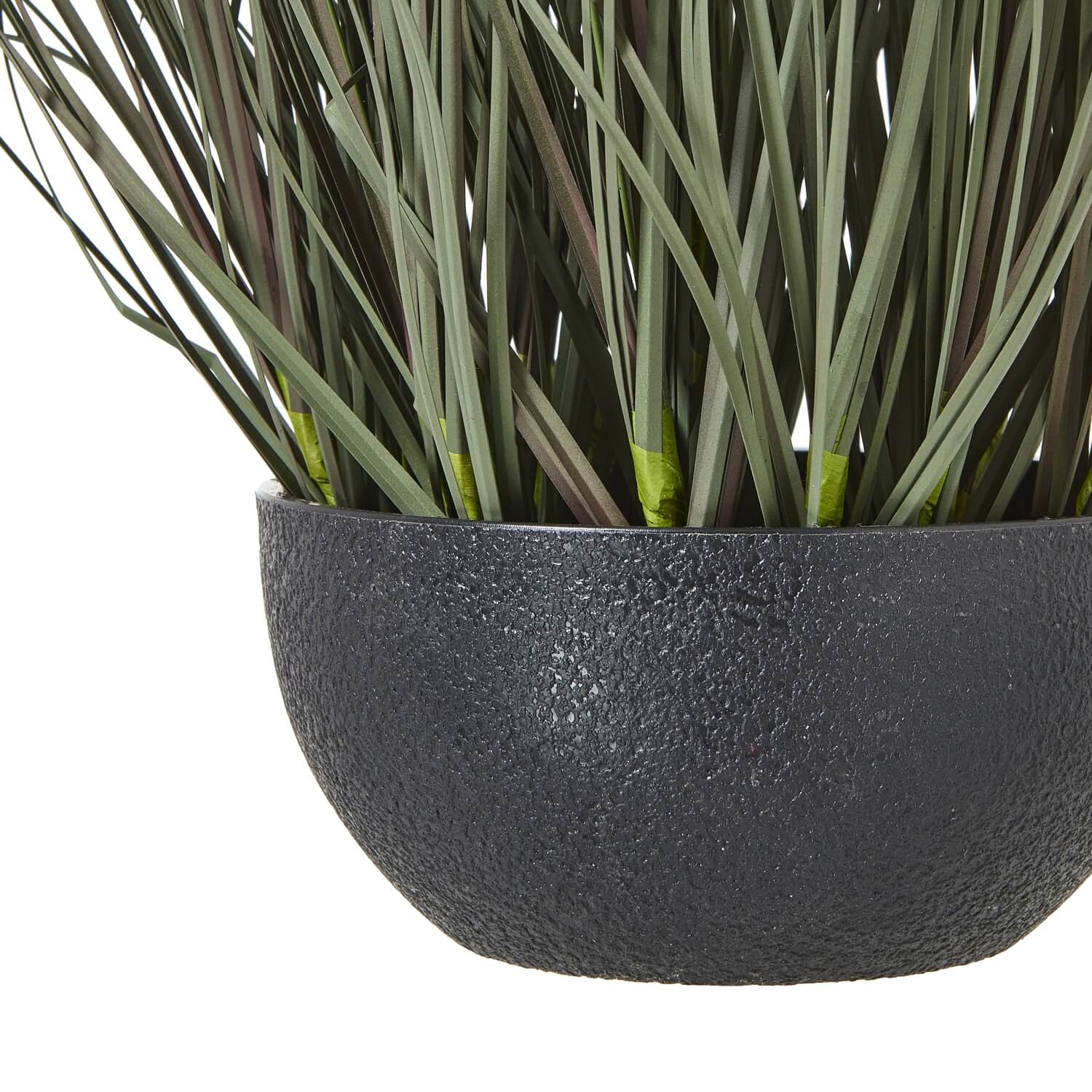Lifelike faux fountain grass in natural green with feathery plumes, displayed in sleek black pot for home decor. by sostter at brixbailey.com
