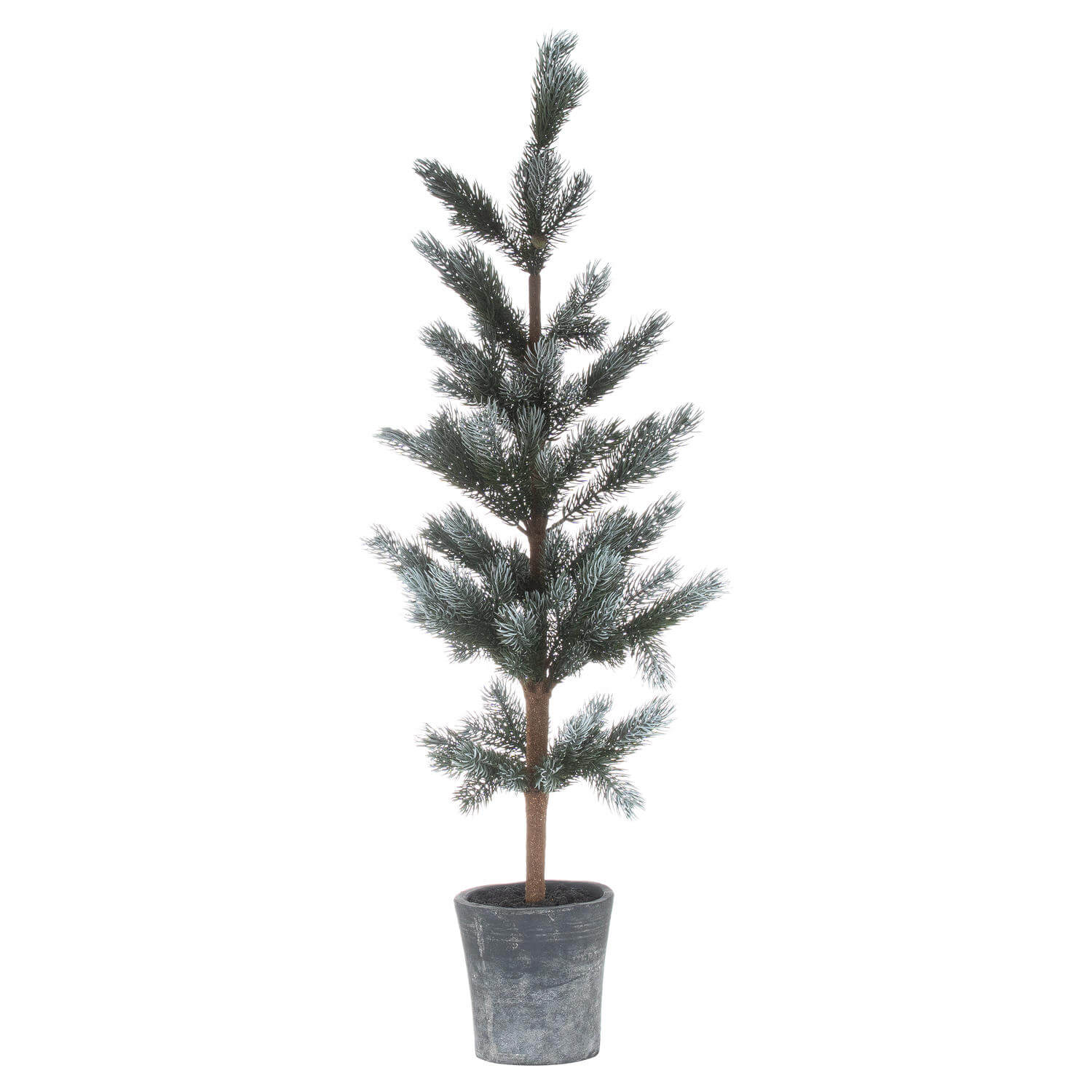 Lifelike 120cm artificial fir tree with pinecones in natural green, displayed in neutral stone base for holiday decor by RoomLondon at brixbailey.com