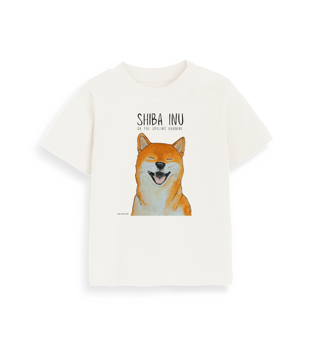 Tiny Tornado in Training Baby Tee with Smiling Shiba Inu