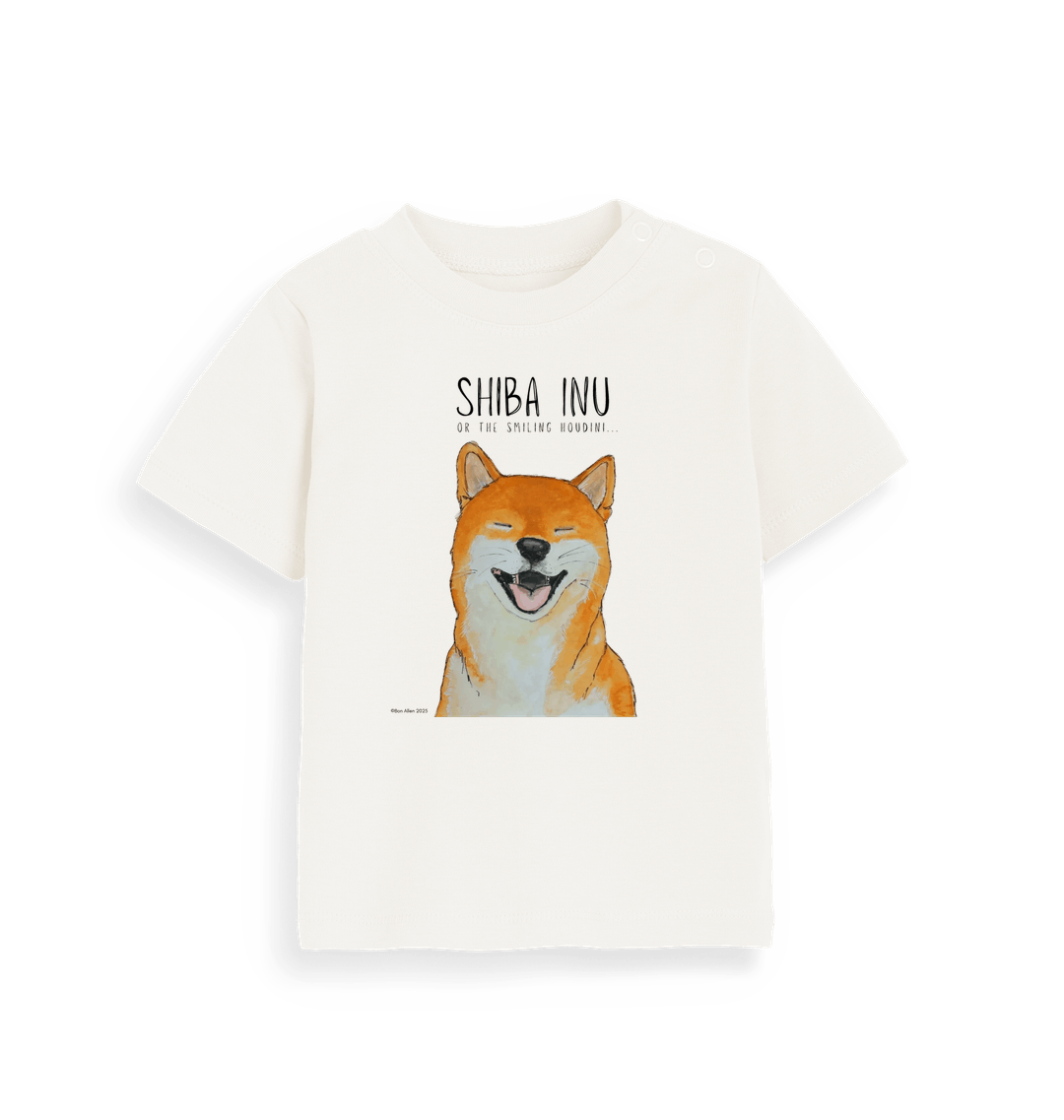 Tiny Tornado in Training Baby Tee with Smiling Shiba Inu
