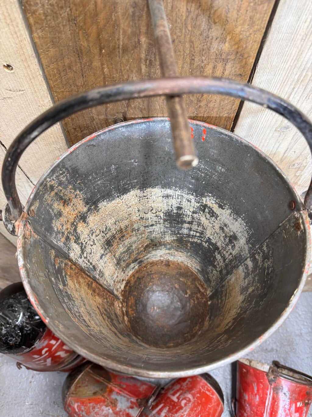Vintage Galvanised Hanging Fire Bucket Plant Pot Planter
