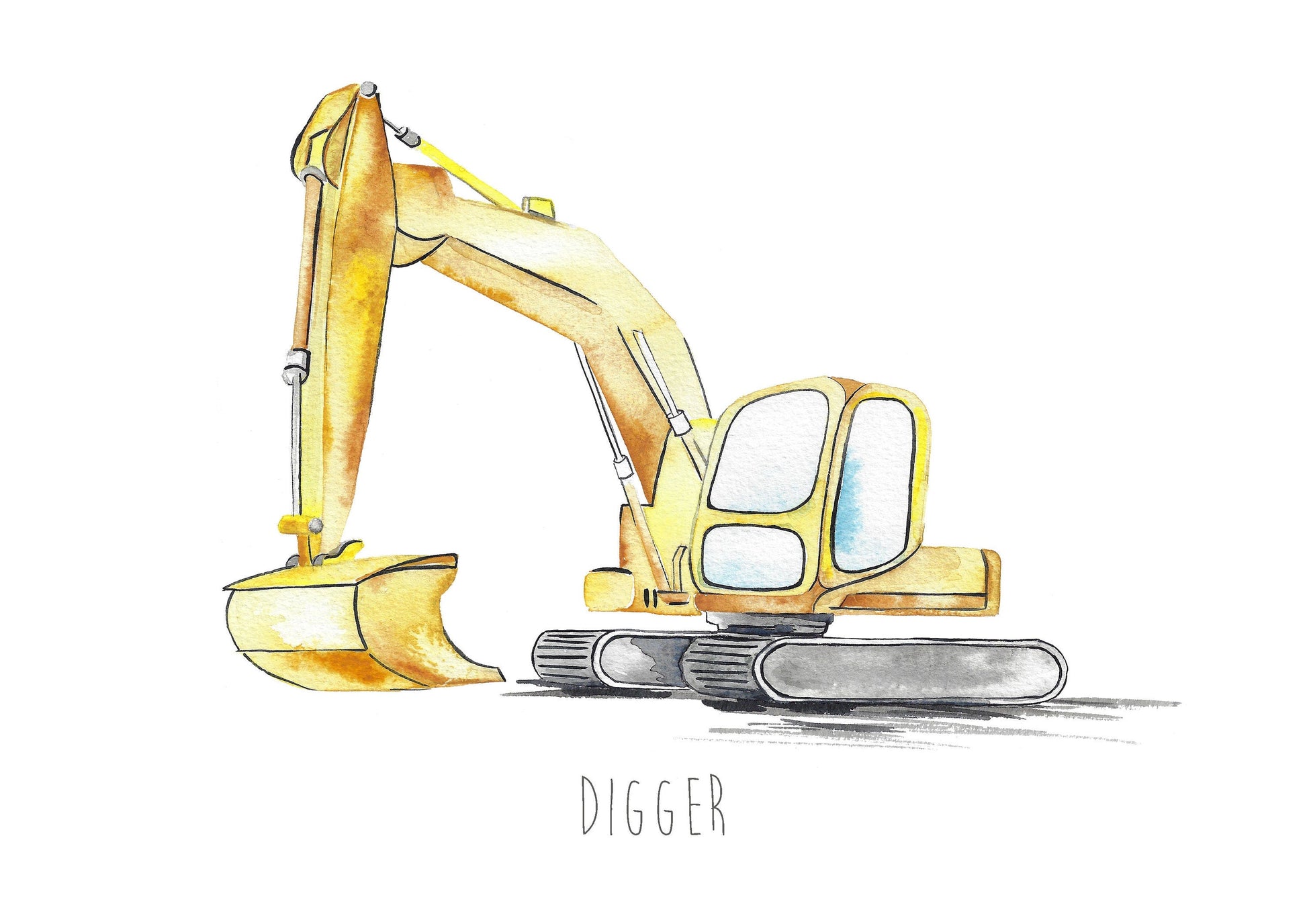 Watercolour Digger Children's wall print