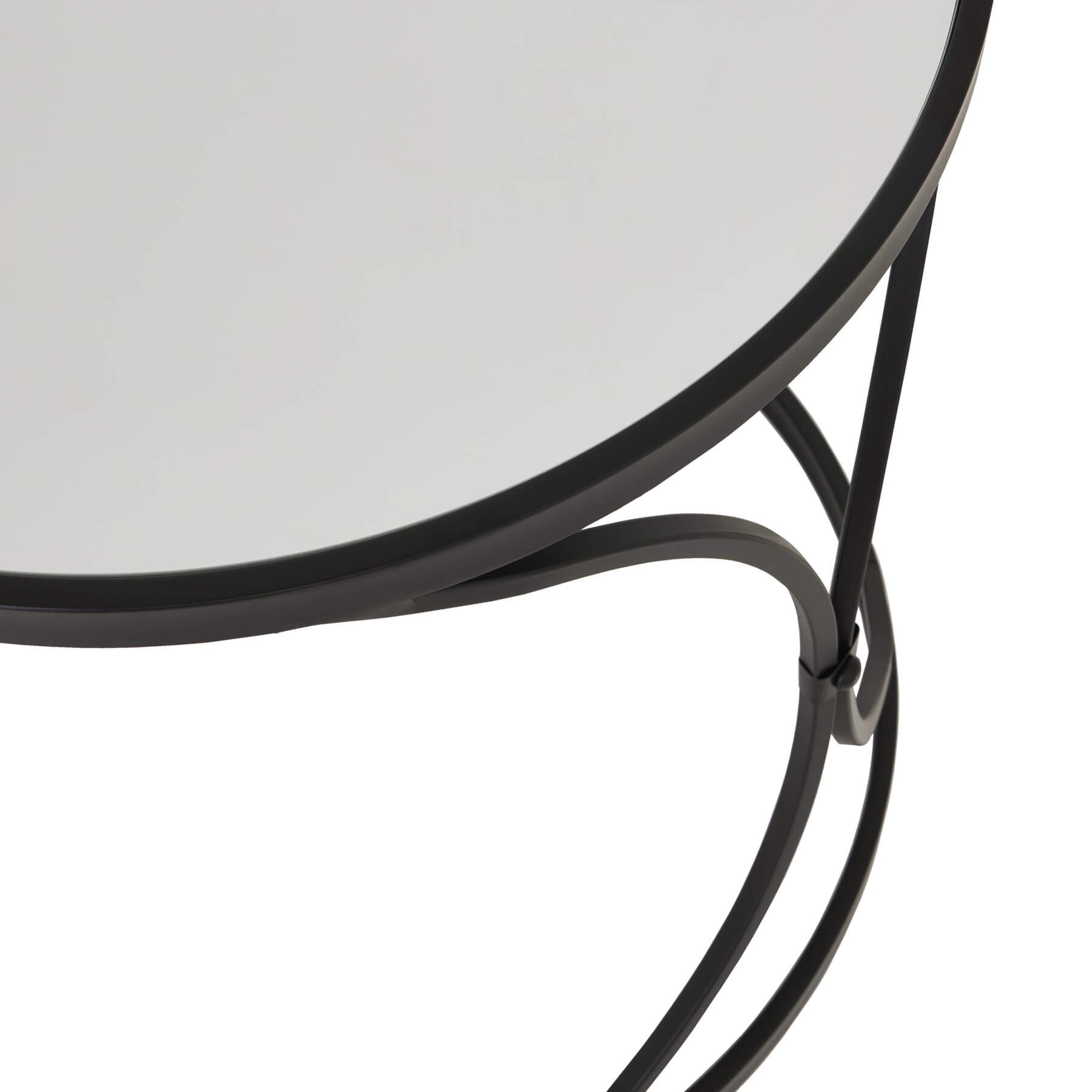 Black metal nesting side tables with mirrored glass surfaces, modern accent furniture for stylish home decor. by RoomLondon at brixbailey.com