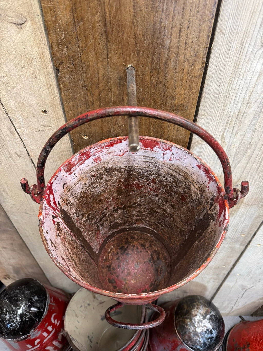 Vintage Galvanised Hanging Fire Bucket Plant Pot
