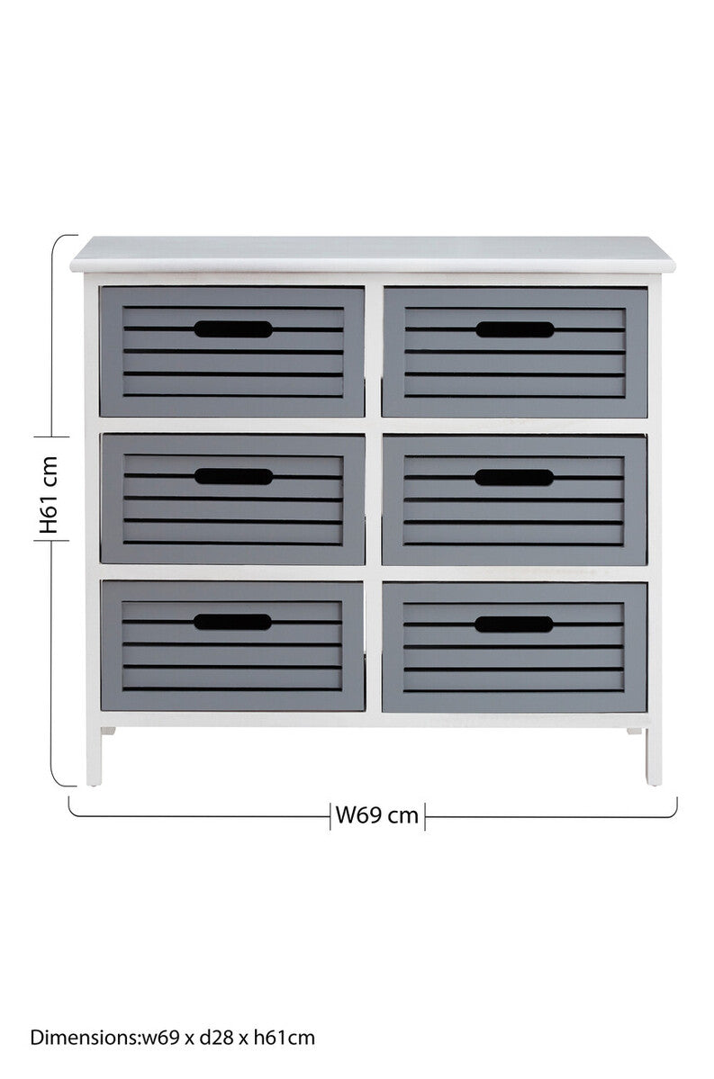 Grey 6 Drawer Storage Unit