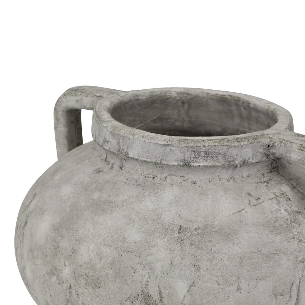 White ceramic Athena Stone Pelike pot, 27cm tall, for floral arrangements in modern or rustic decor by Sostter at brixbailey.com