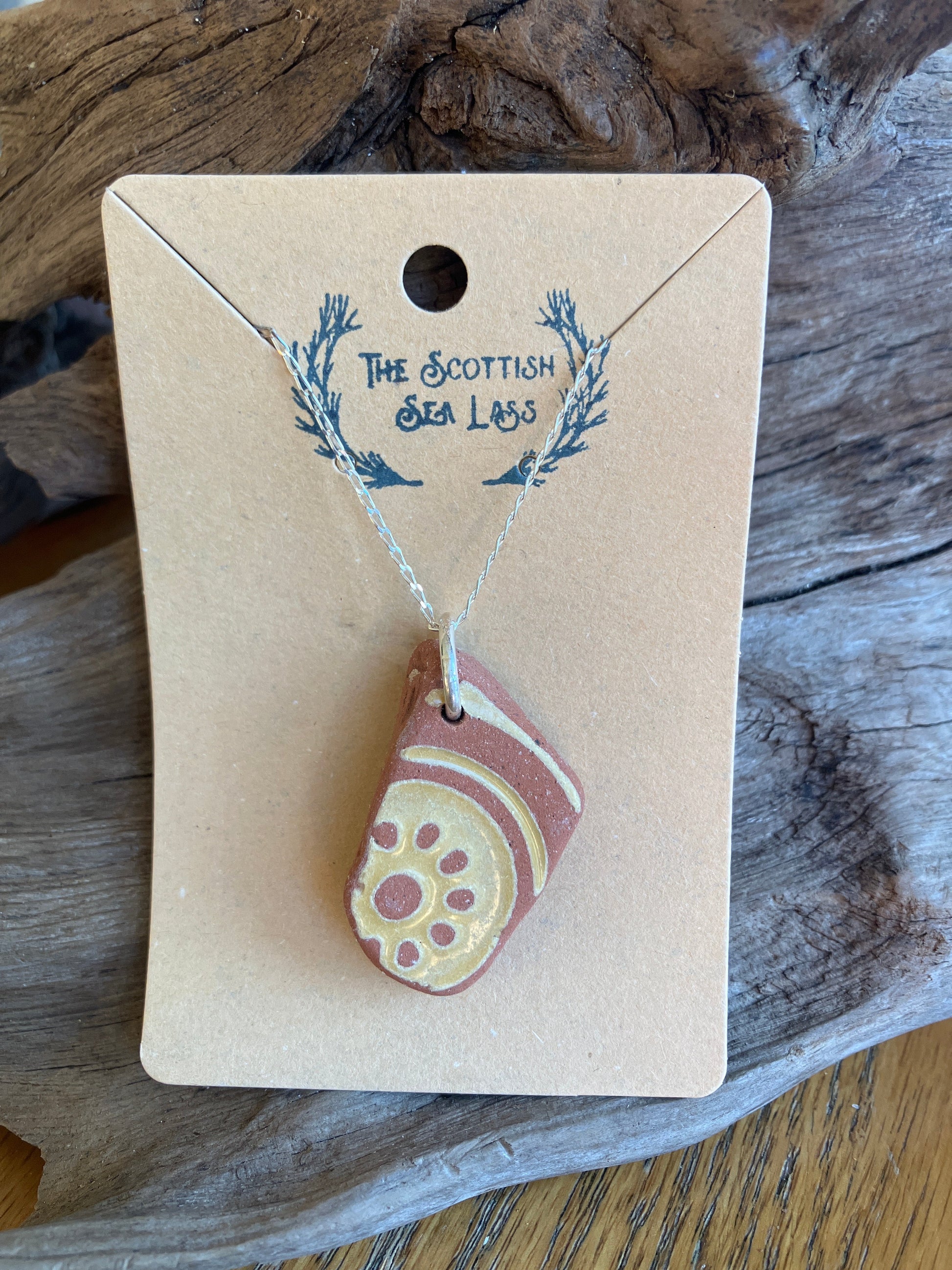 Scottish Sea Pottery Pendant on Sterling Silver Chain