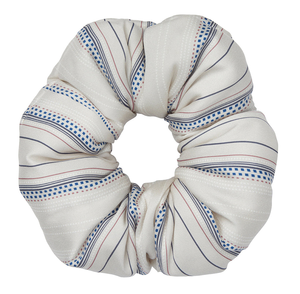 Oversized Striped Silk Scrunchie