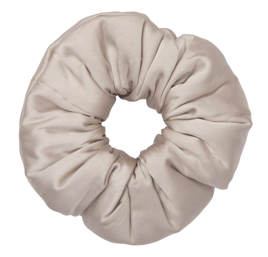 Soft Beige Oversized Organic Stretch Silk Scrunchie