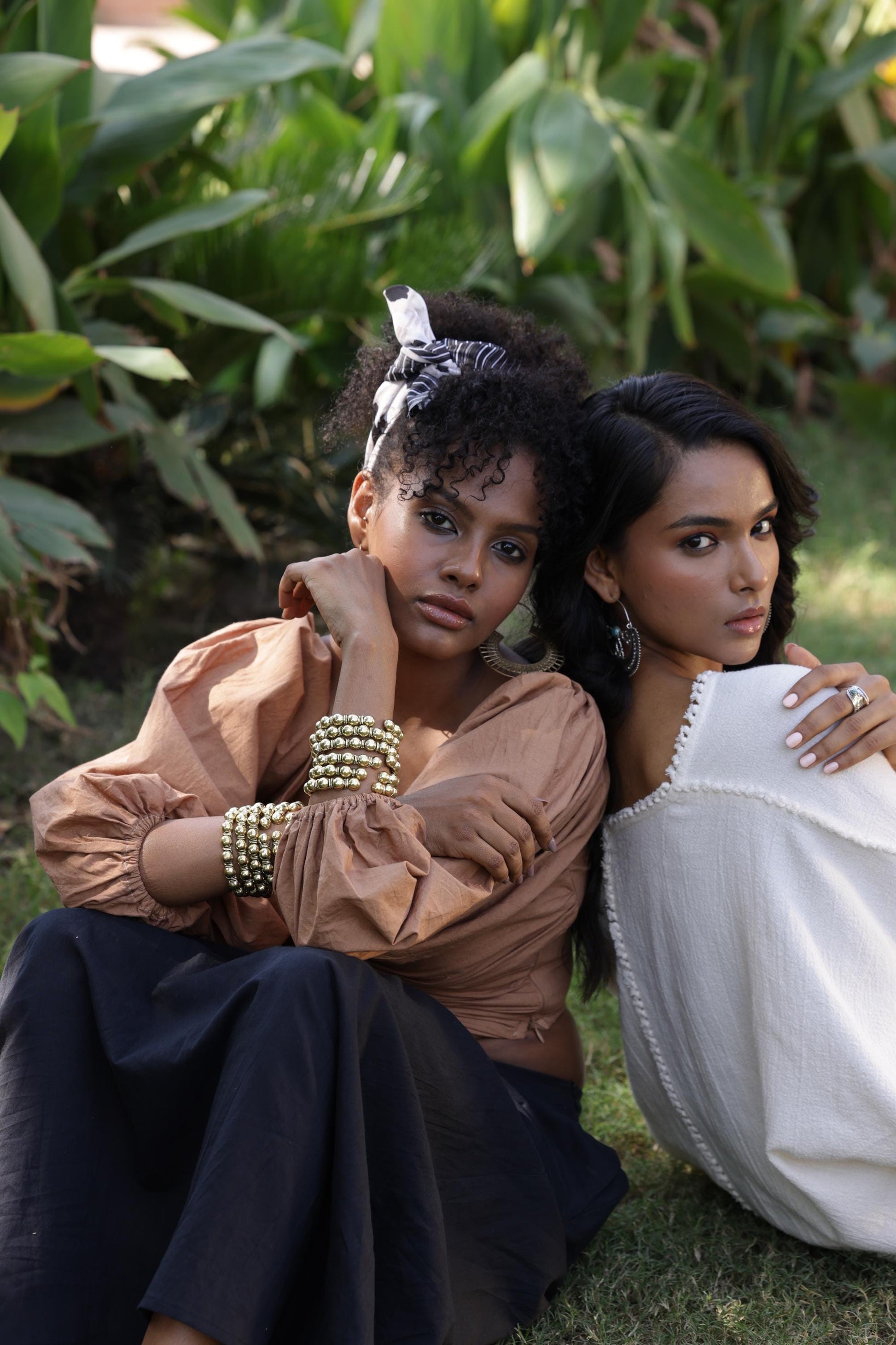 Beaded Orb Adjustable Brass and Silver Cuff