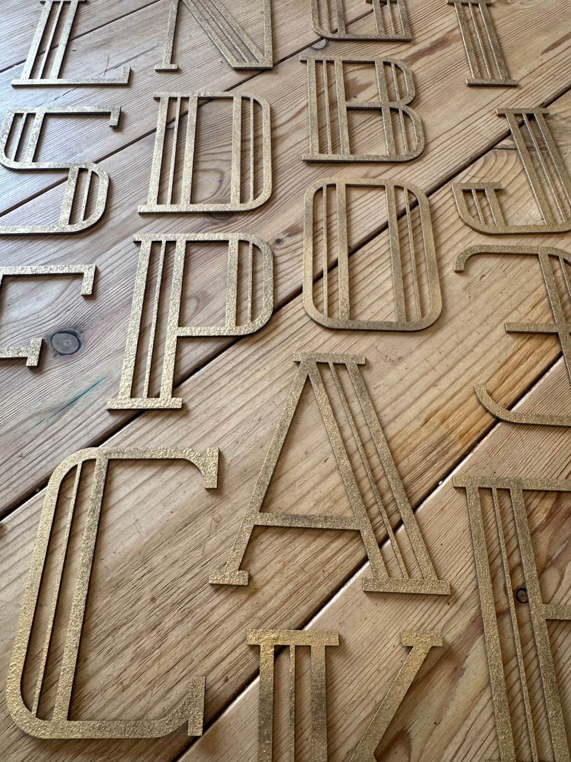 Gold Distressed Art Deco Metal Letters and Numbers 5 inch or 12 inch