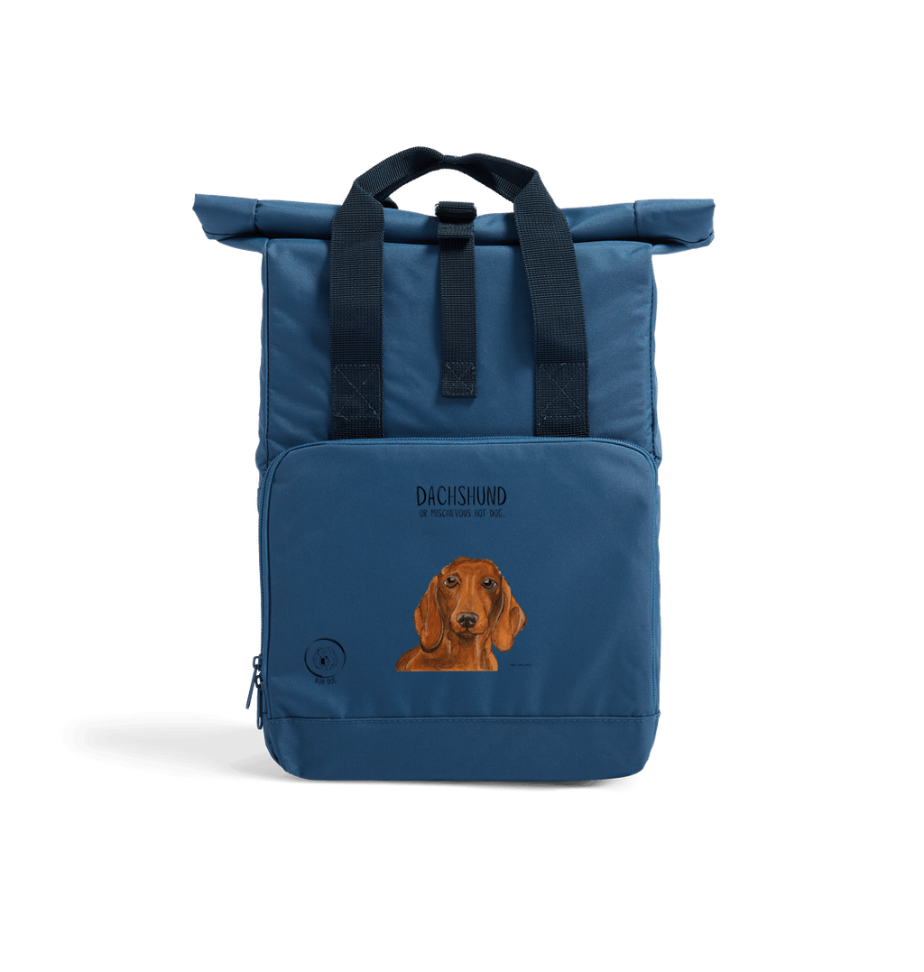 Dachshund Roll Top Backpack Small Dog Big Adventure