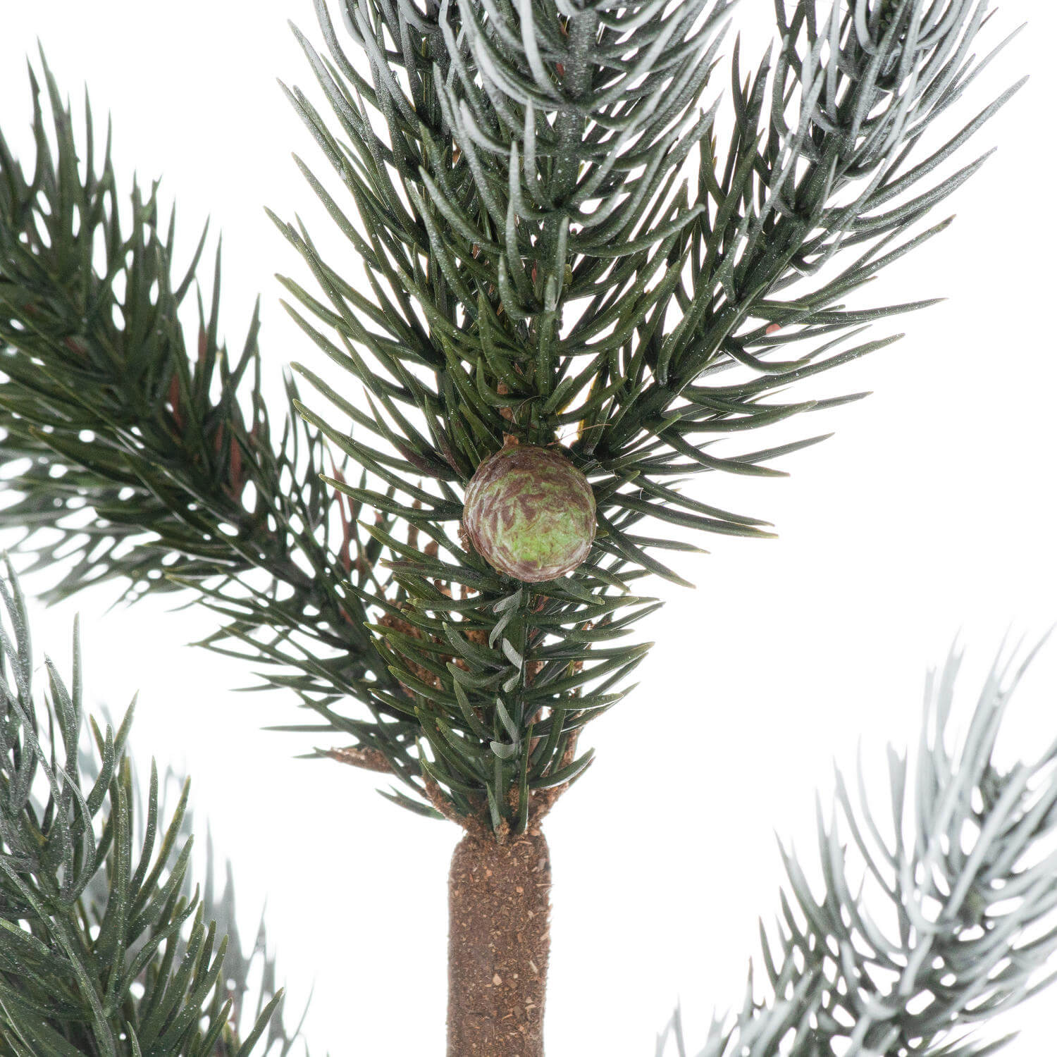 120cm lifelike artificial fir tree with pinecones in natural green, displayed on neutral stone base by RoomLondon at brixbailey.com