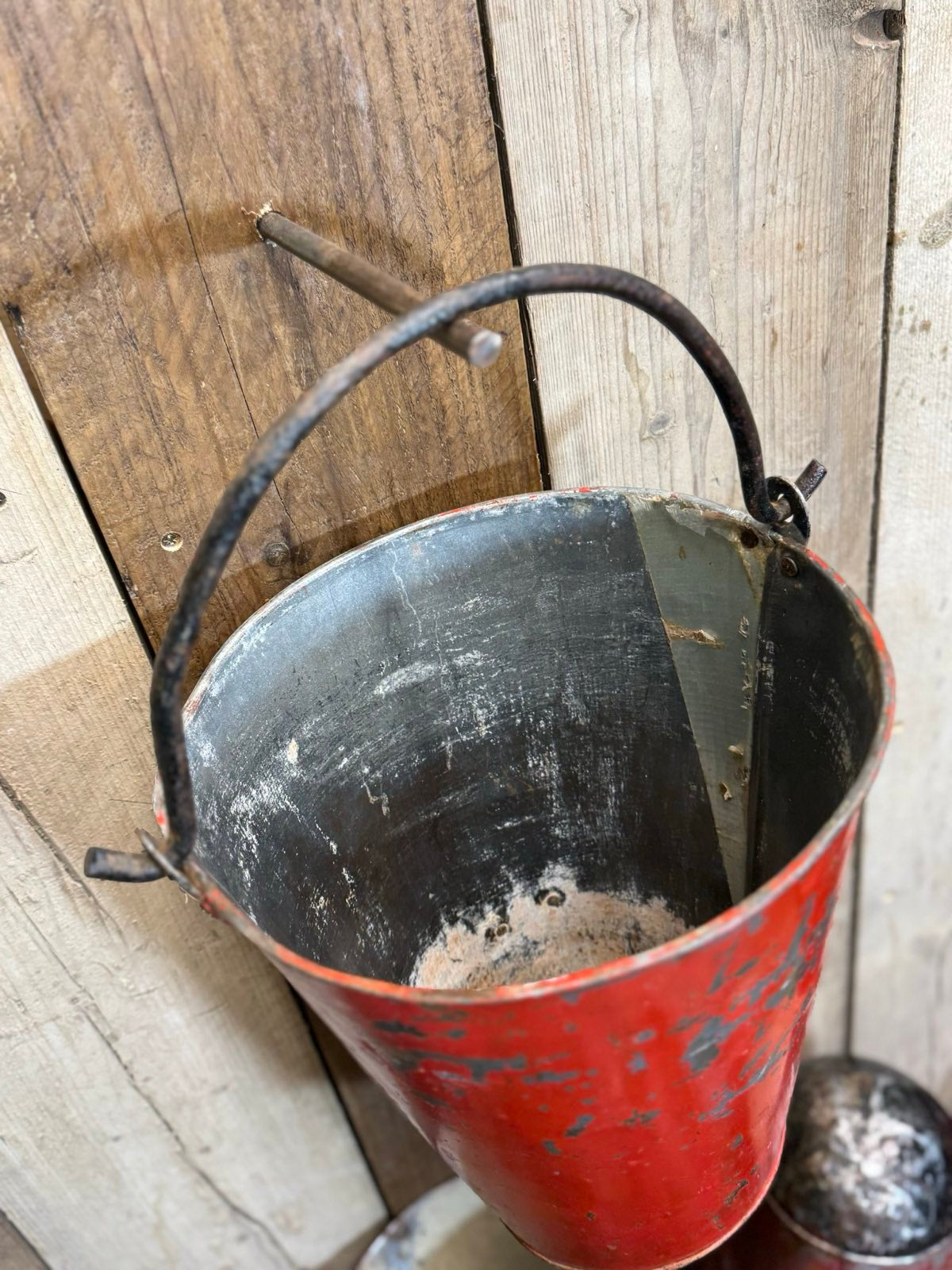 Vintage Galvanised Hanging Fire Bucket Plant Pot