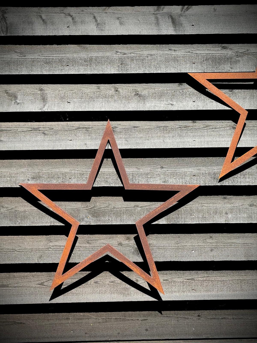 Set of 3 Large Rusty Metal Barn Stars