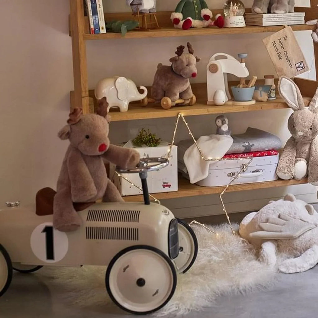 Off White Metal Ride On Car Toy