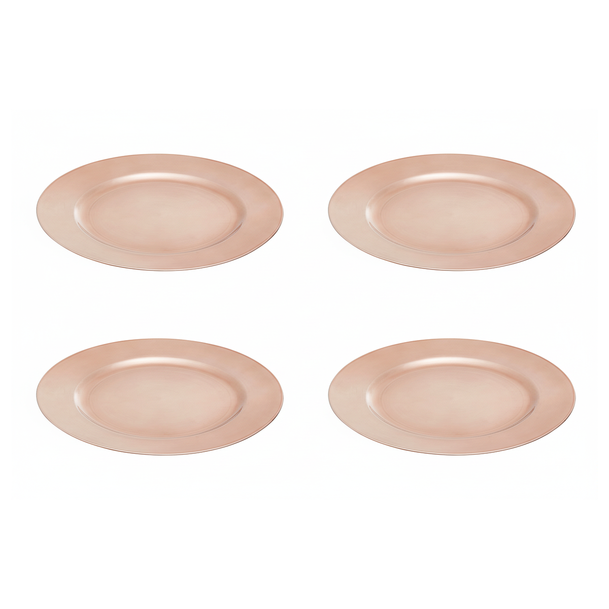 Set of Four 33cm Rose Gold Flat Charger Plates