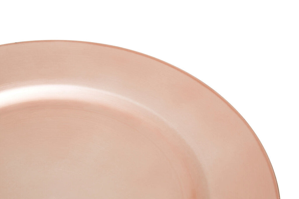 Set of Four 33cm Rose Gold Flat Charger Plates