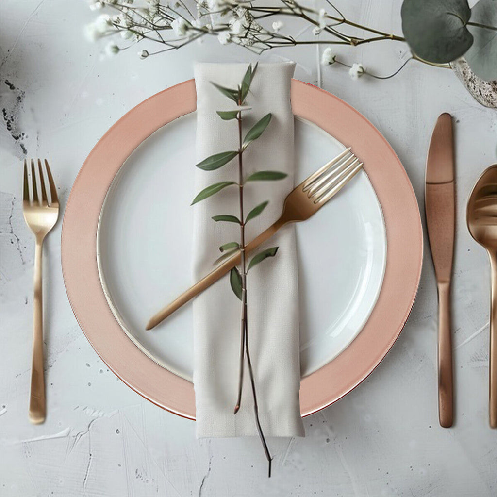 Set of Four 33cm Rose Gold Flat Charger Plates