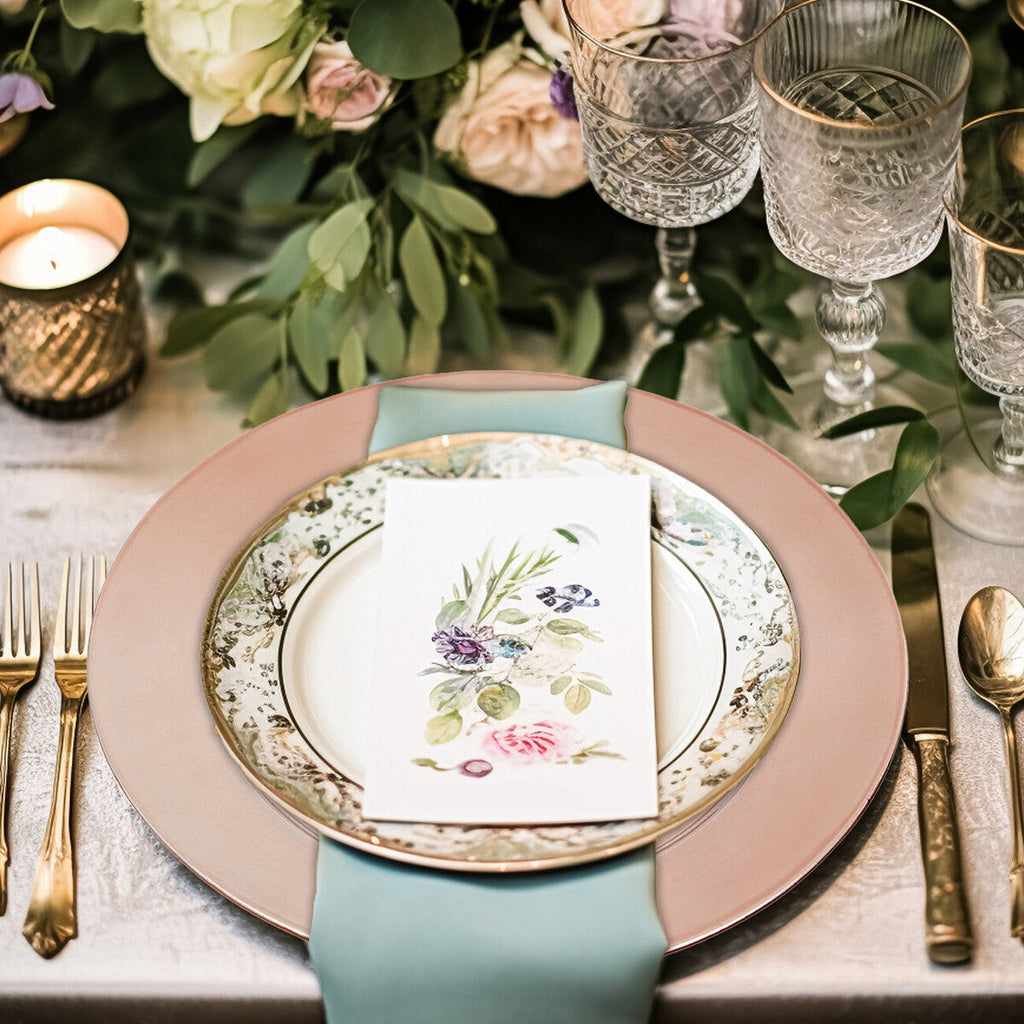 Set of Four 33cm Rose Gold Flat Charger Plates