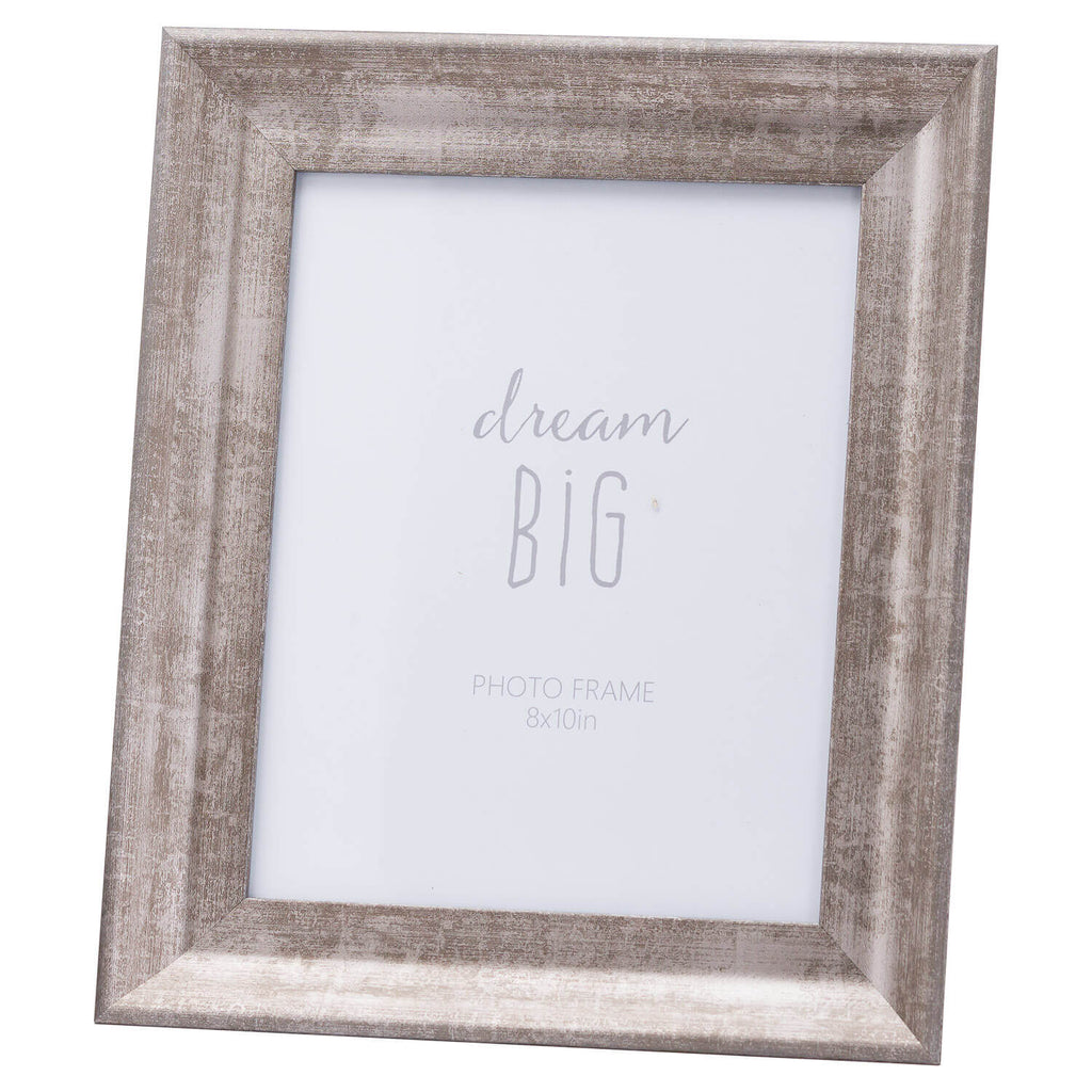 Distressed silver convex photo frame with wood construction, displaying 8x10 photos in elegant vintage style by RoomLondon at brixbailey.com