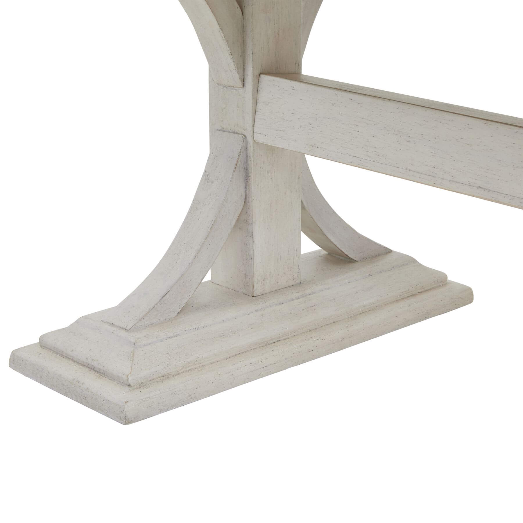 Farmhouse dining bench with pine top and white legs, rustic modern style, solid wood construction by RoomLondon at brixbailey.com