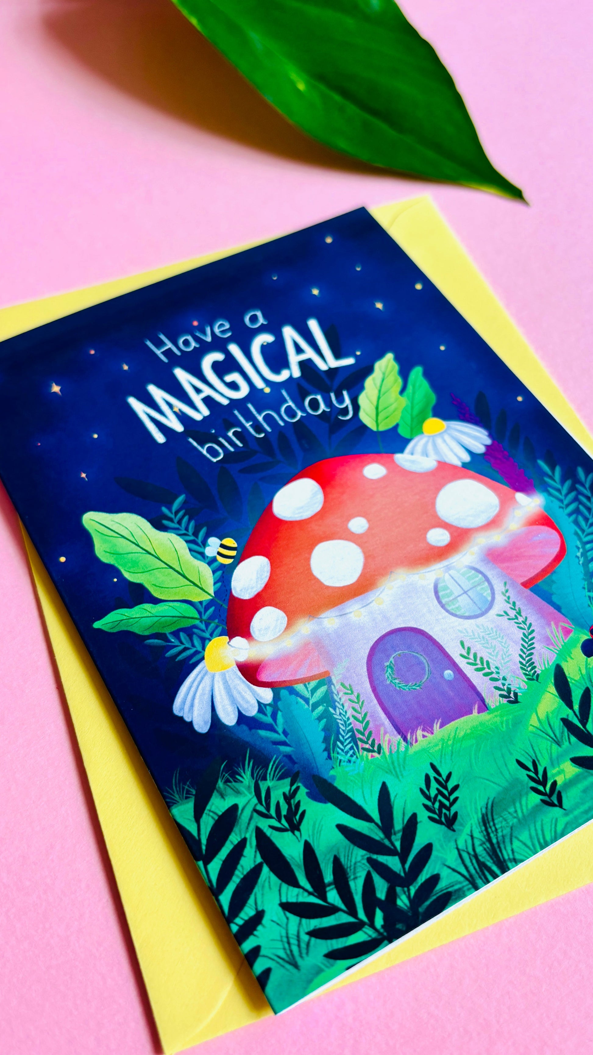Magical Handmade Birthday Card with Cute Fairy Mushroom Cottage